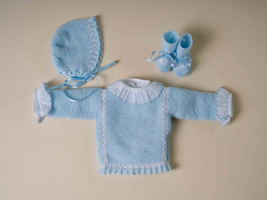 Conjunto de punto niña India | Celeste