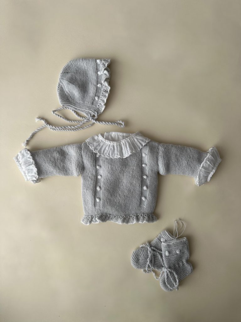 Conjunto de punto niña bodoques | gris